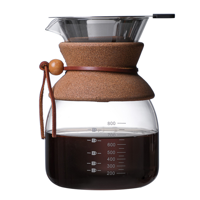 800ml Borosilicate Glass Paperless Stainless Pour Over Dripper Coffee Maker CP-800RS