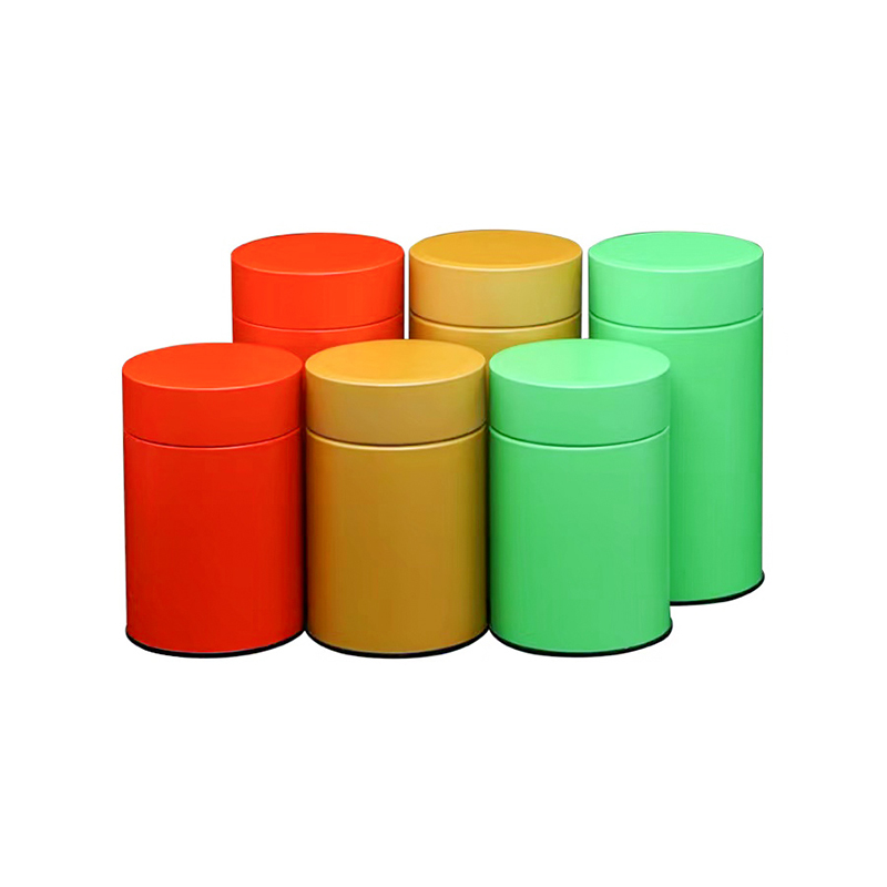 Empty Loose Leaf Container Round Double Lid Tea Tin Canister